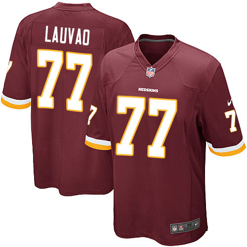 Men's Game Shawn Lauvao Nike Jersey Burgundy Red Home - #77 NFL Washington Redskins